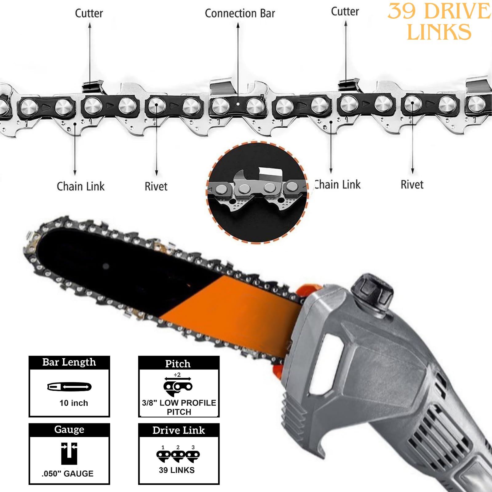 Generic 3/8 LP gauge .050 on bar delivers balanced speed and durability