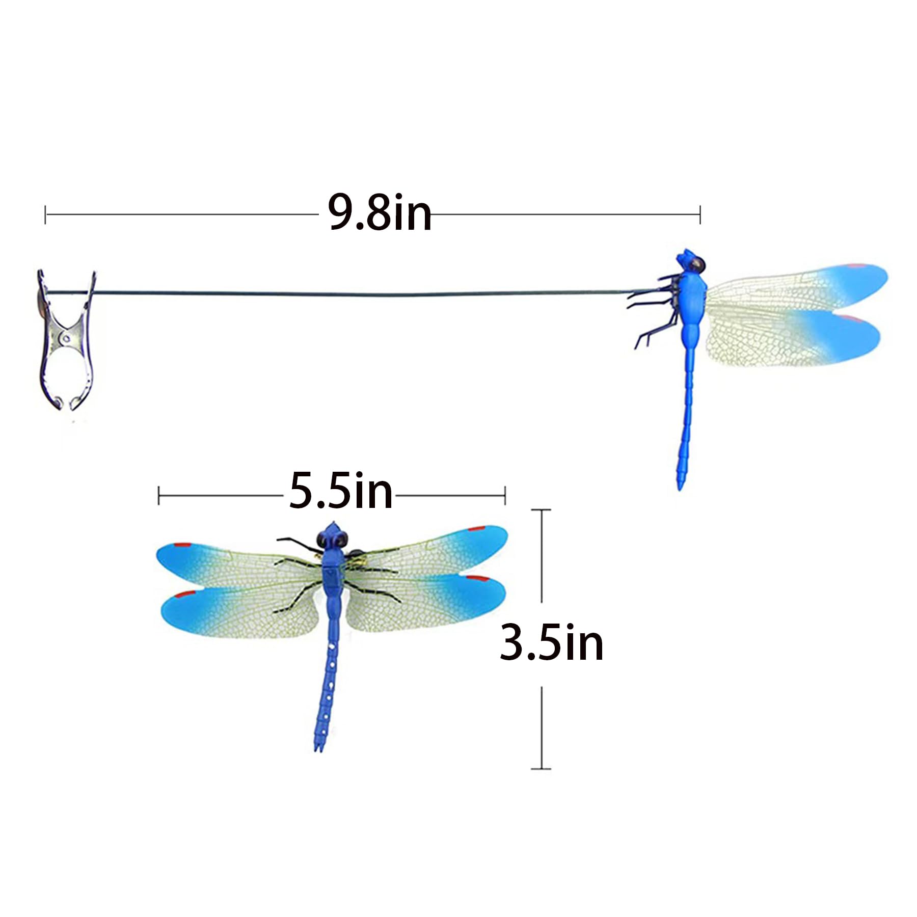 Generic 3D Dragonfly Clip green blends with foliage and deters insects