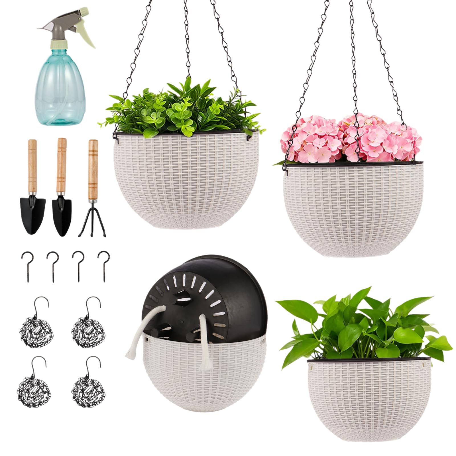 Generic 4-sets 8.2-inch self-watering planter texture close-up for durable indoor decor.