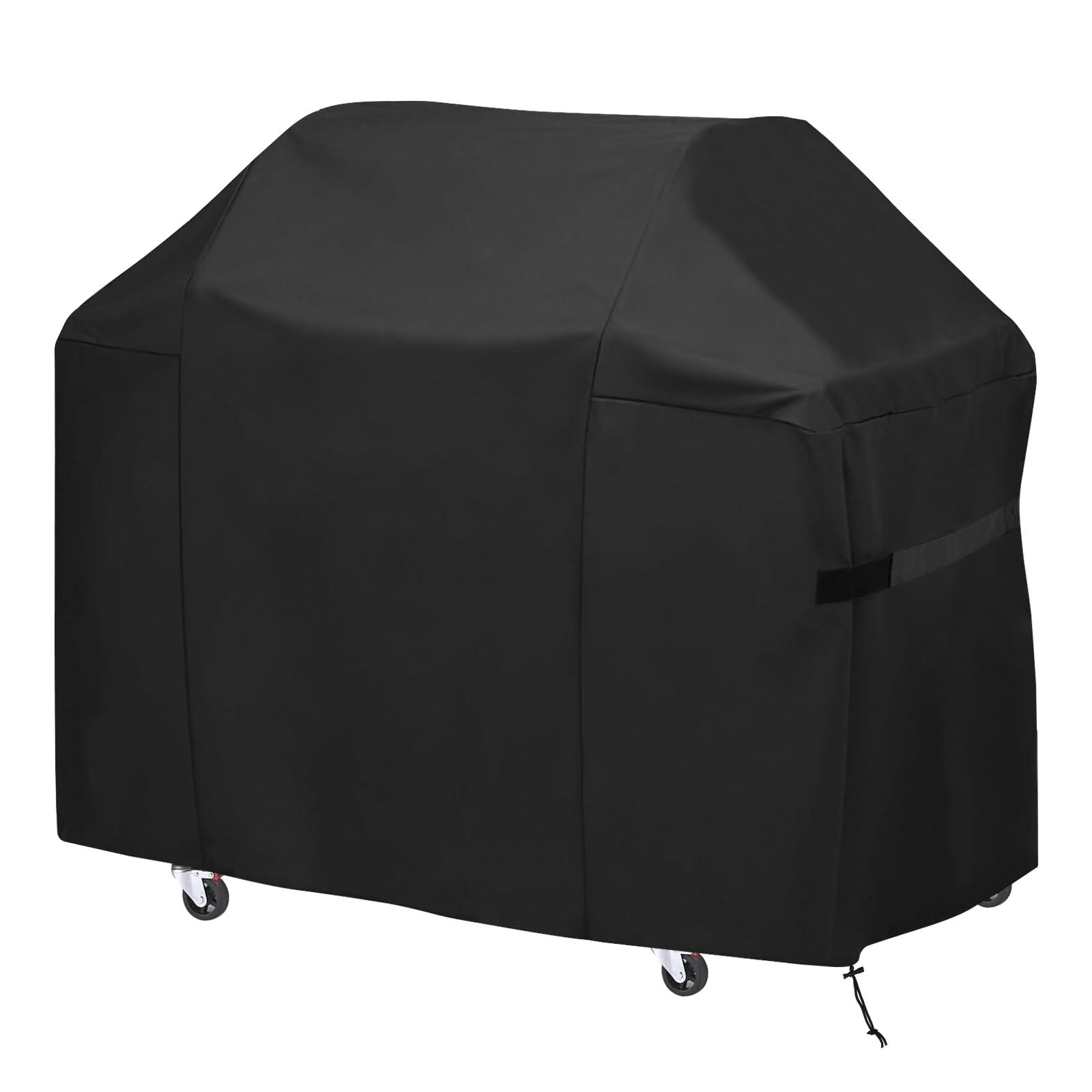Generic 63-inch grill cover on Weber Genesis 300 series, protecting from rain and sun.