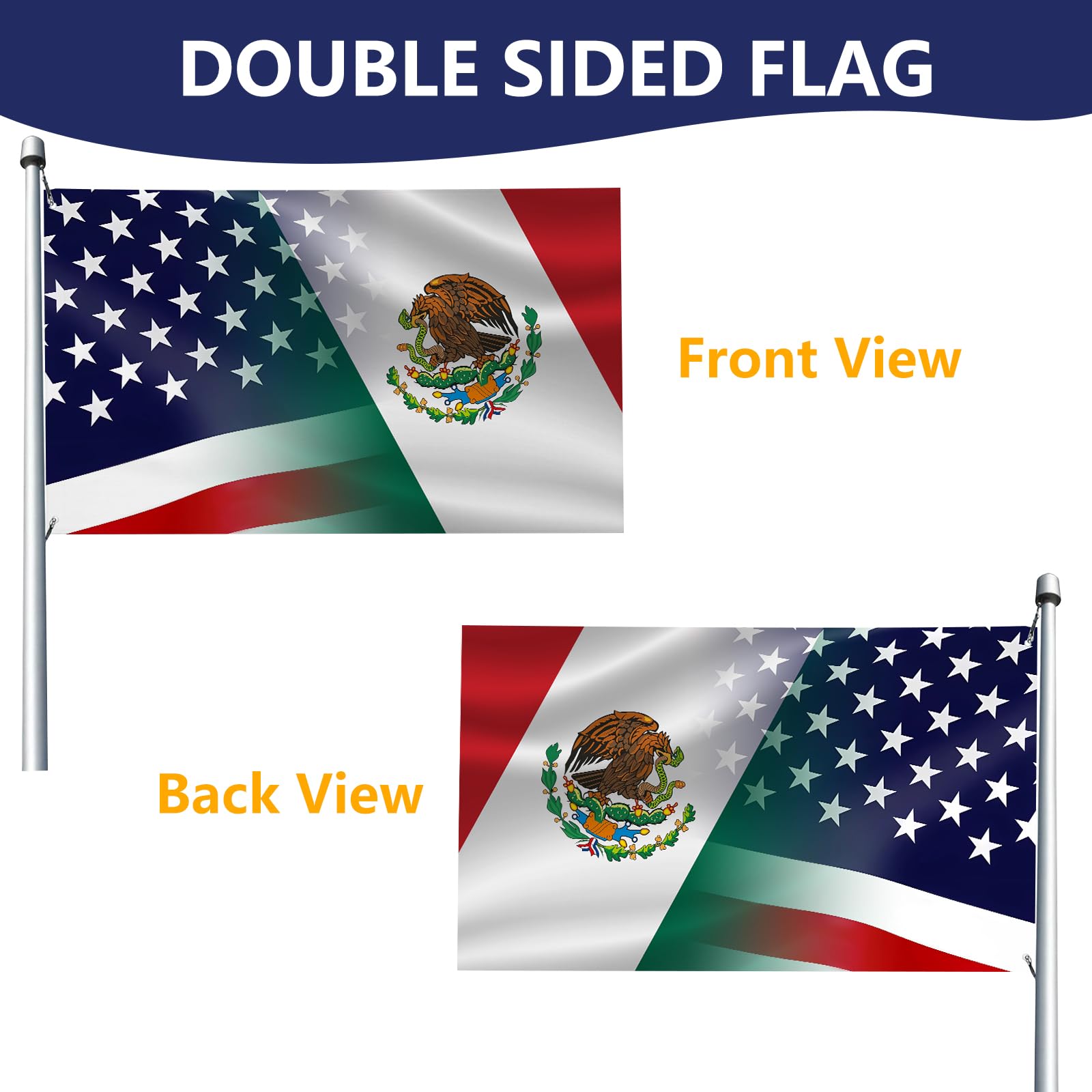 Generic america-and-mexico-flag vivid colors with fade resistance for lasting decor.
