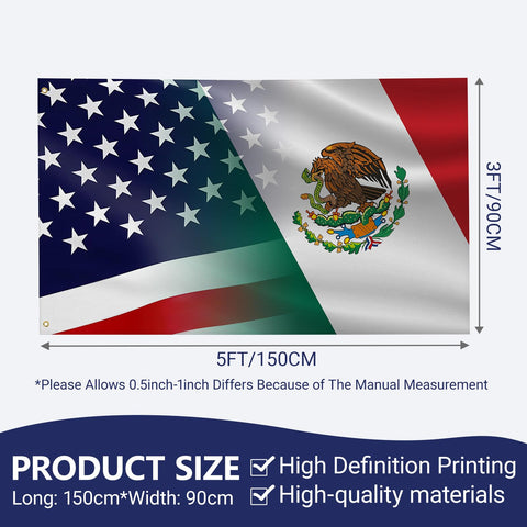 Generic america-and-mexico-flag polyester material is lightweight and easy to hang indoors.