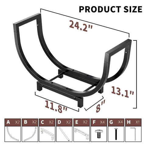Generic firewood rack shown with anti-slip feet protecting indoor flooring.