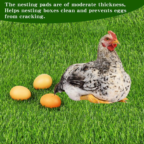 Generic artificial grass nesting pad laid on coop floor for cozy nesting