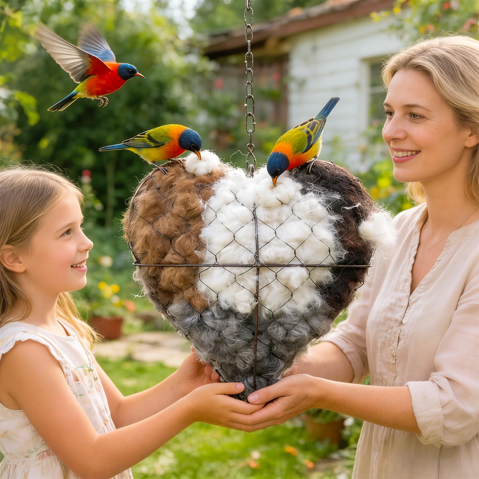 Generic Heart-shaped nest adds whimsical garden decor while inviting birds