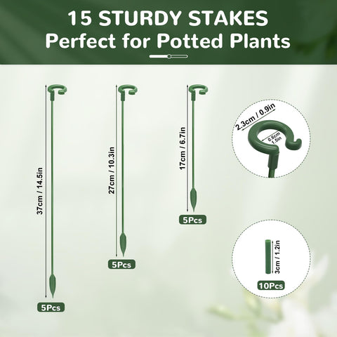 Generic dark-green finish blends with foliage for discreet support.