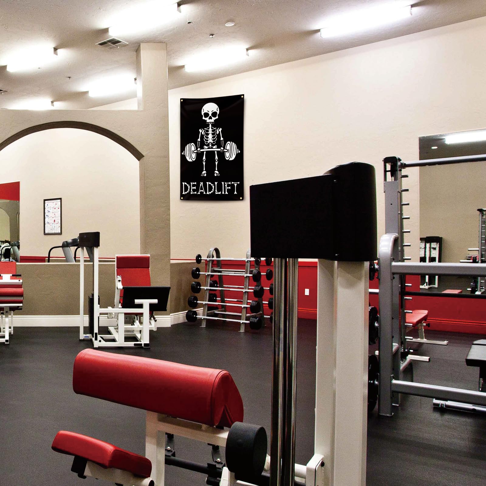 Generic Deadlift flag vibrant print for durable gym decor.