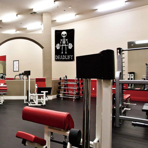Generic Deadlift flag vibrant print for durable gym decor.