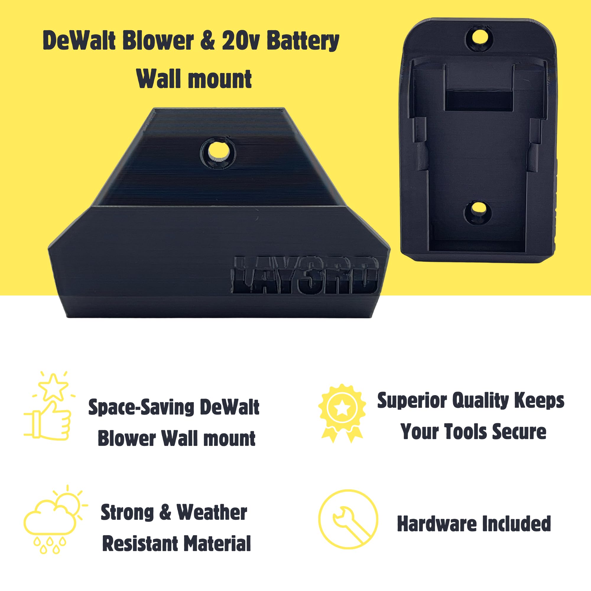 Dewalt 20V battery mount securely holds the battery for fast swaps.
