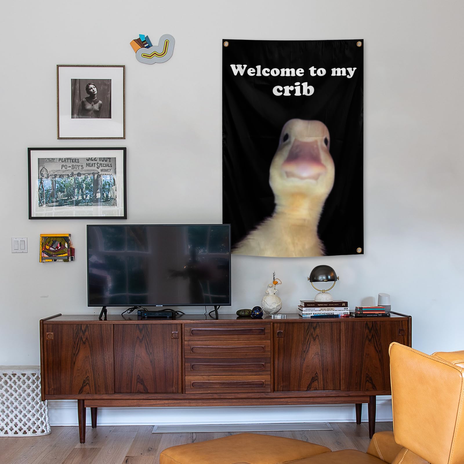 Generic duck flag enhances dorm rooms and party setups