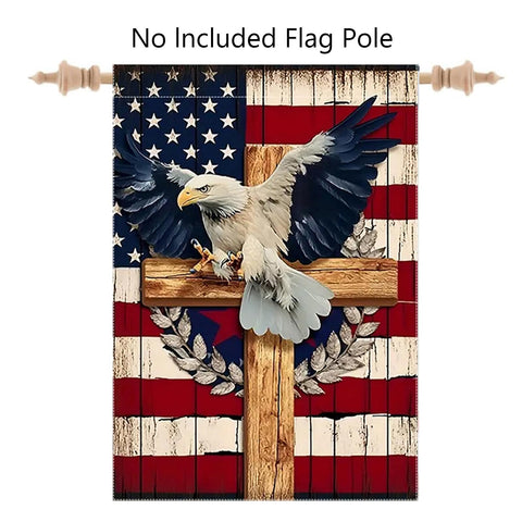 Generic double-sided eagle cross flag visible from any angle