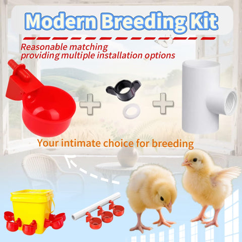 Generic cups mounted in tees reduce daily refilling chores.