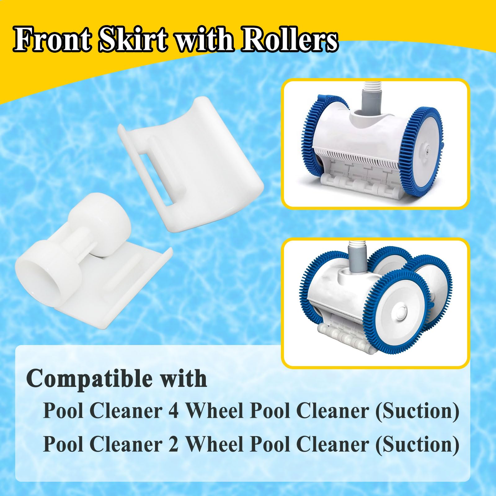 Replacement front-skirt kit for 2- and 4-wheel pool cleaners.