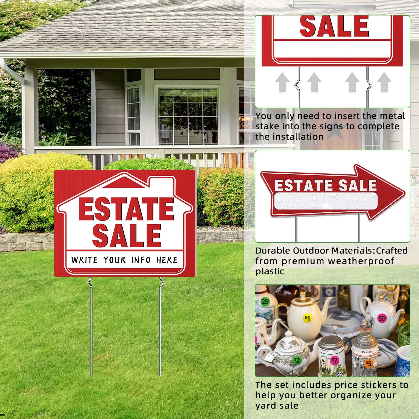 Close-up of arrow yard sign stake showing durable connection.