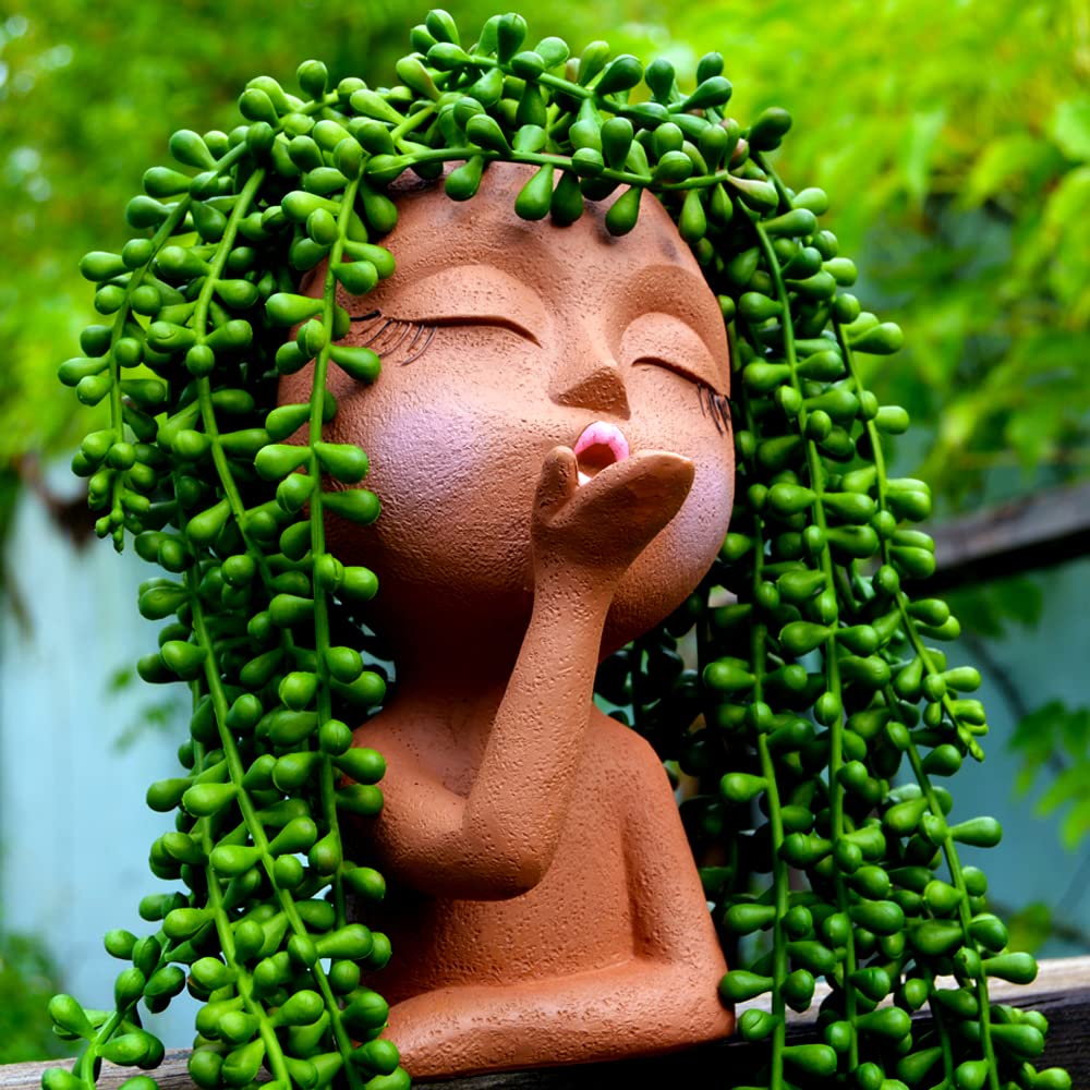 Generic Face Planter front view showcases a cute brown head planter for indoor decor.