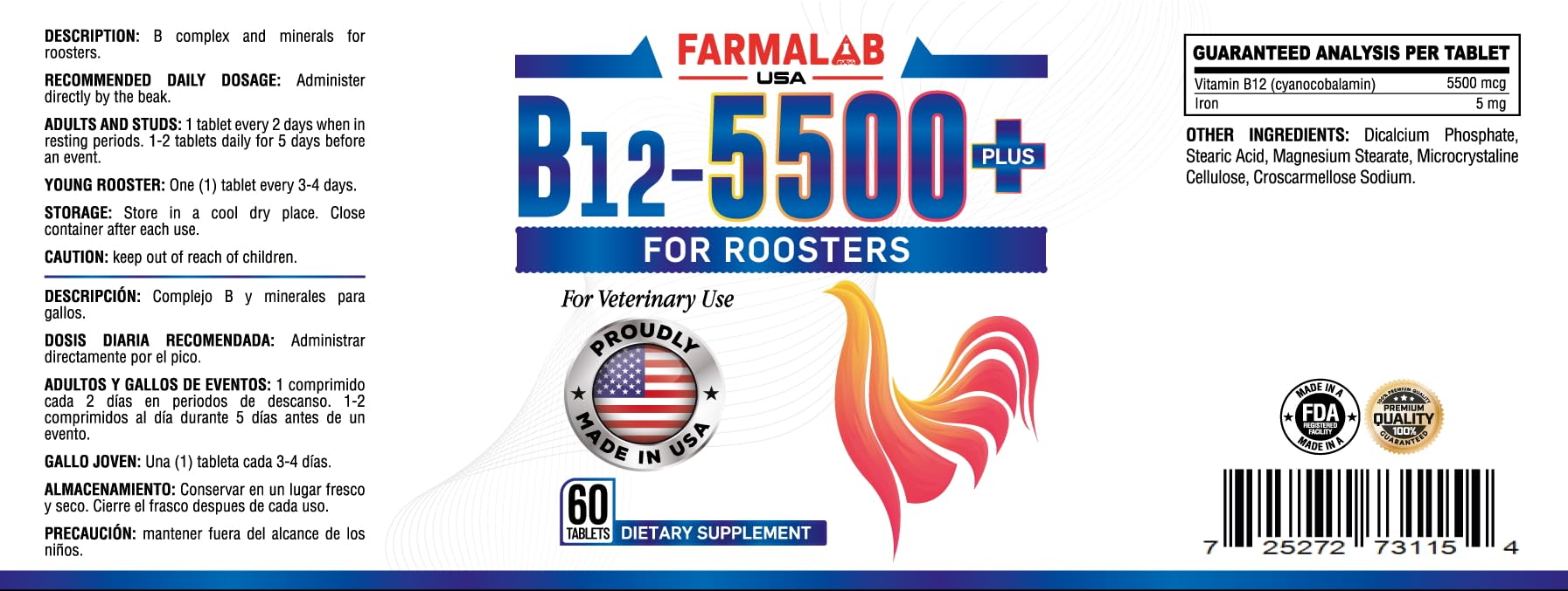 Farmalab B12 5500 Plus packaging box highlights ready-to-use poultry supplement