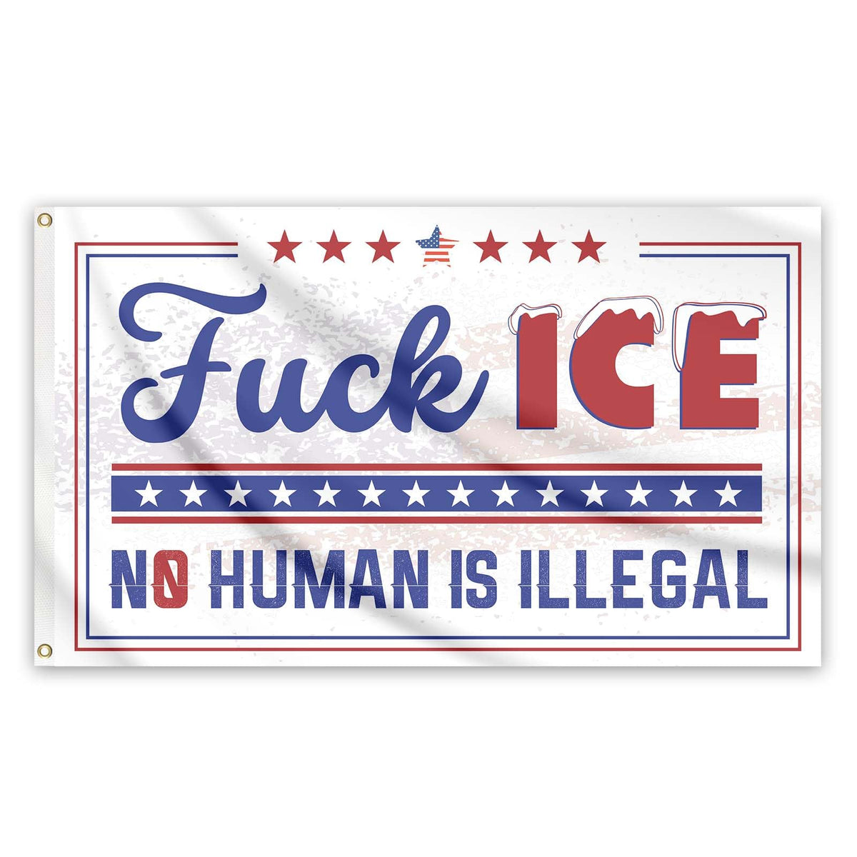 Generic Fuck ICE flag with two grommets for sturdy outdoor display