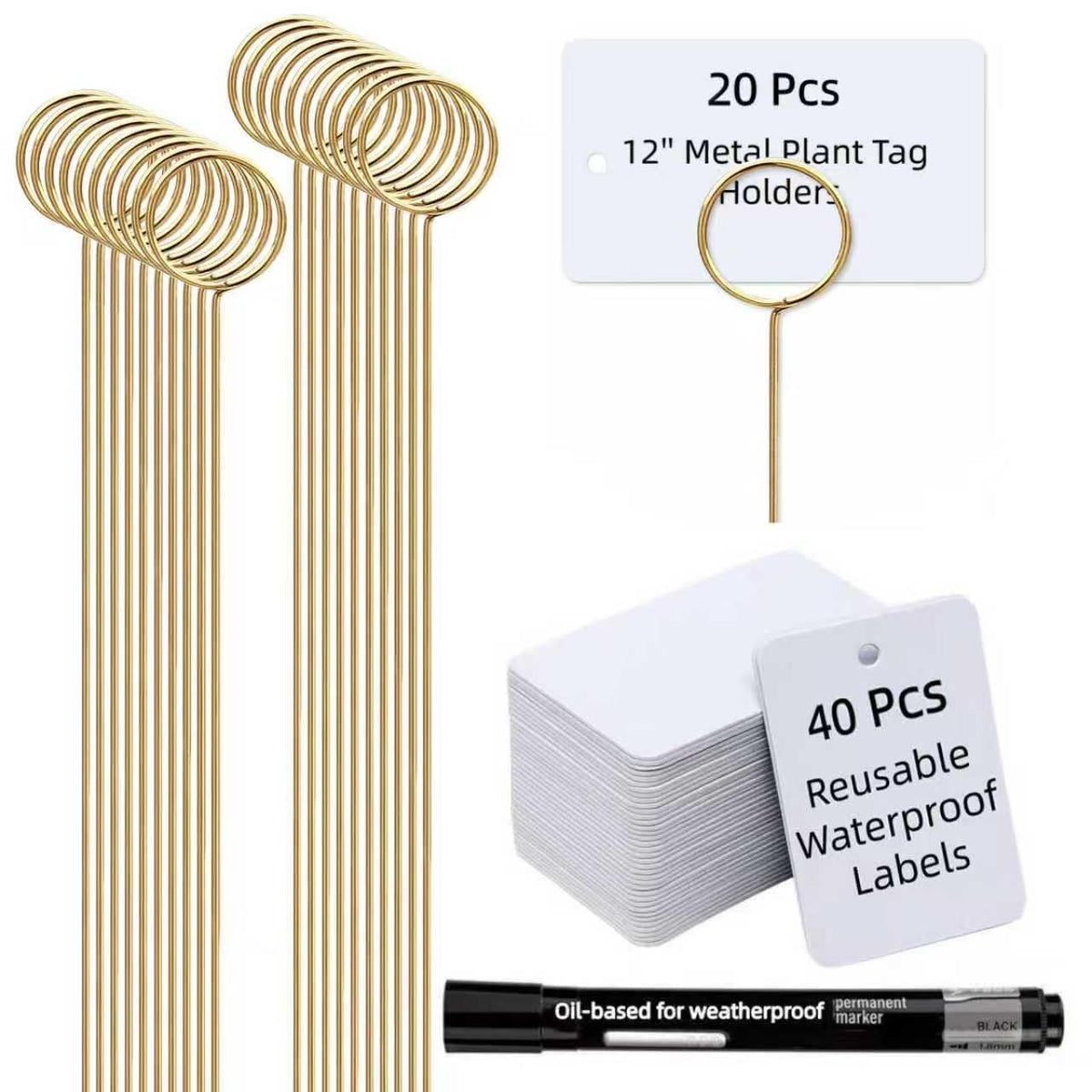 Generic garden labels outdoor waterproof kit with 40 labels for easy plant tracking