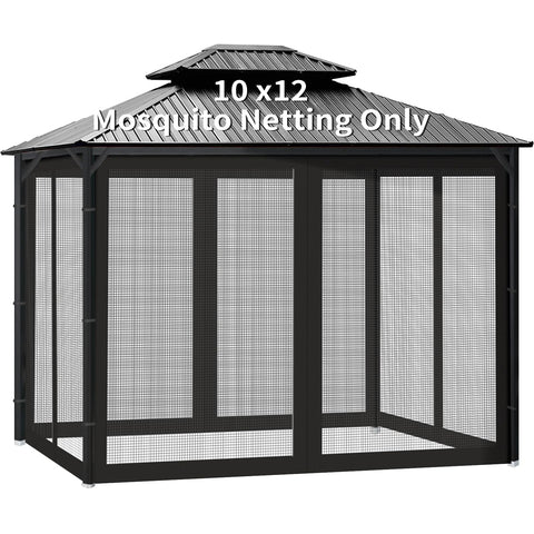 Generic Gazebo Netting 10x12 panel assembly shows easy-fit design that keeps insects out.