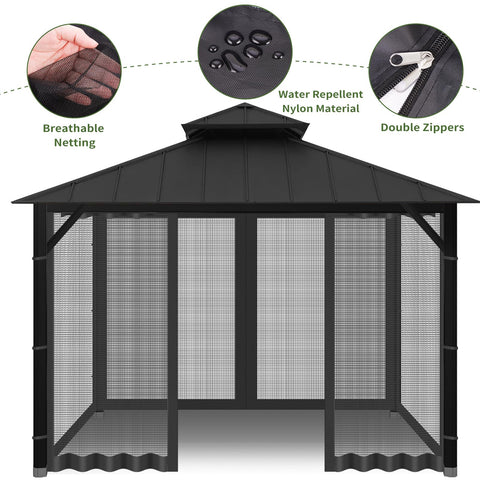 Generic Gazebo Netting durable polyester mesh resists wind and weather for longer use.