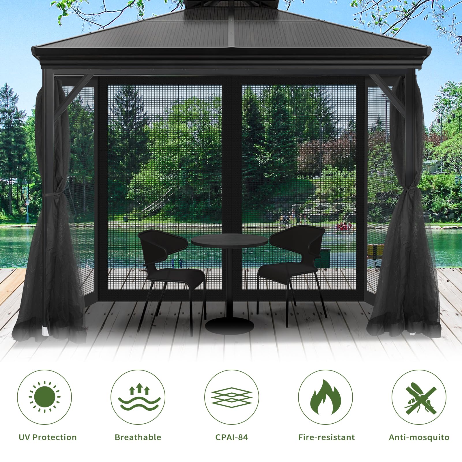 Generic Gazebo Netting easy-install hooks and rings simplify hanging in minutes.