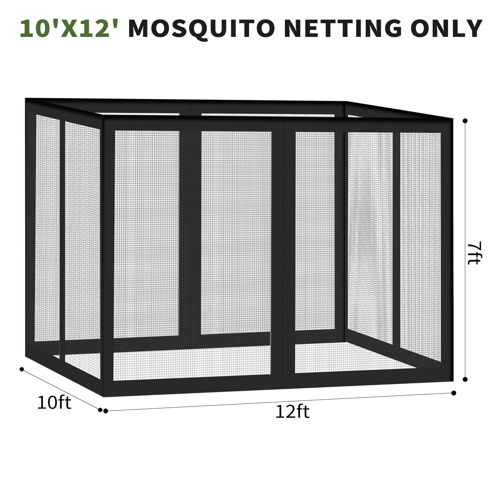 Generic Gazebo Netting four-panel design provides spacious airflow and insect protection.