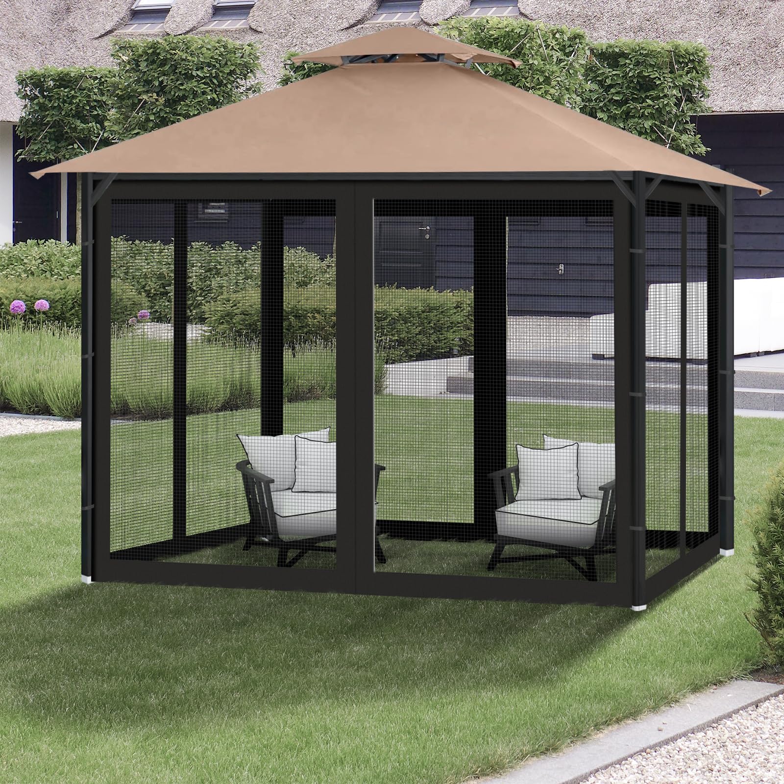 Generic Gazebo Netting zippered doors highlight convenient entry during outdoor gatherings.
