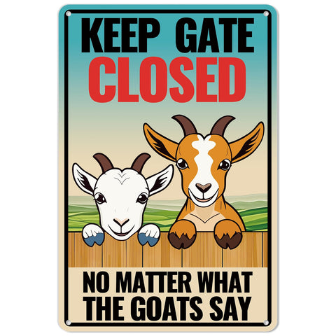 Generic Goat Sign Decor Keep Gate Closed with high-visibility messaging for fences.