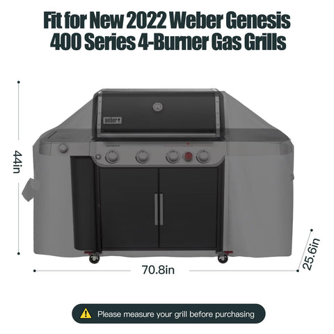 Generic 70-inch grill cover, side view, highlighting weatherproof design for outdoor protection.