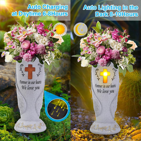 Generic ground-nail cemetery vase anchors securely in soil.