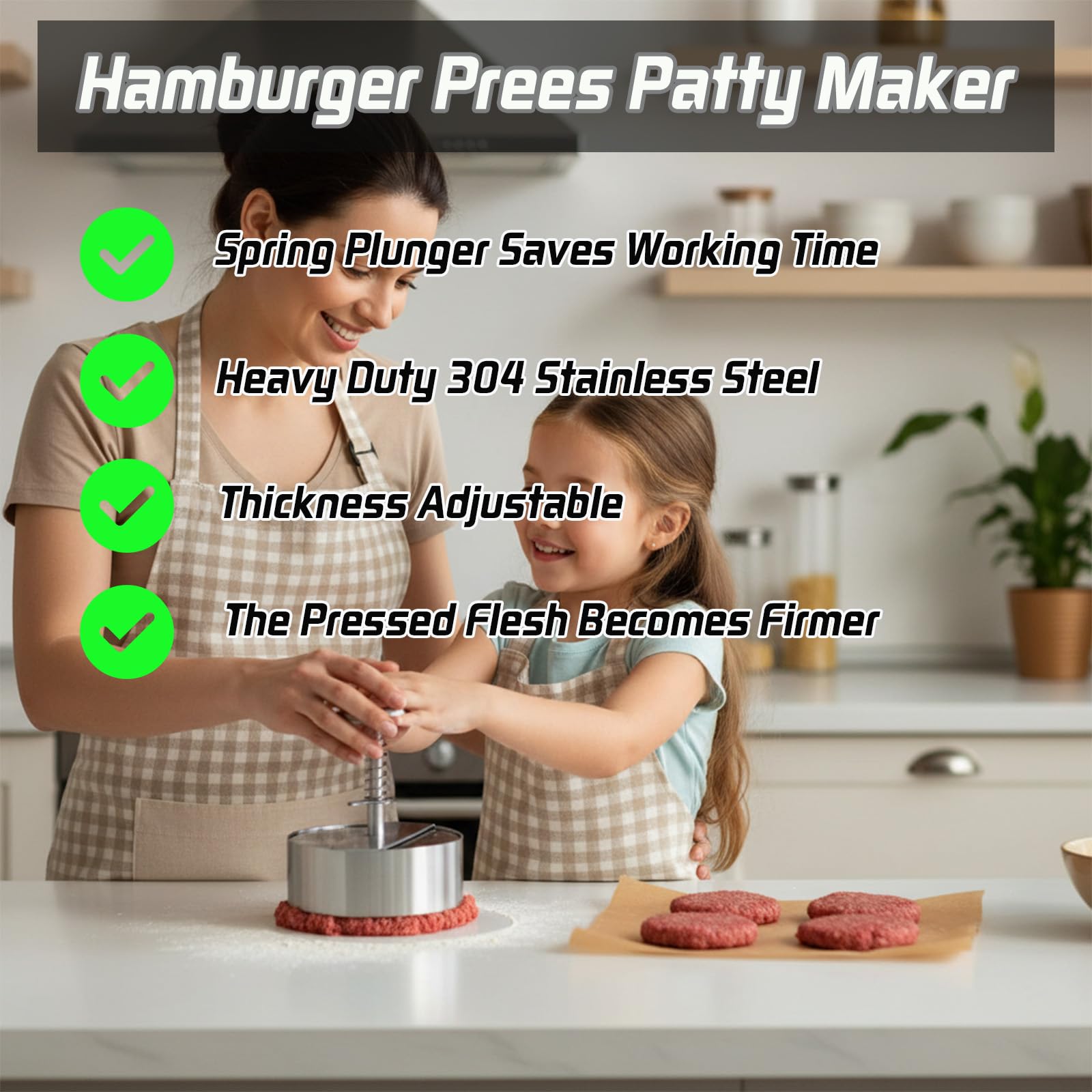 Generic Hamburger Press with adjustable thickness control for uniform patties.