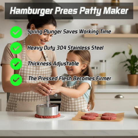 Generic Hamburger Press with adjustable thickness control for uniform patties.
