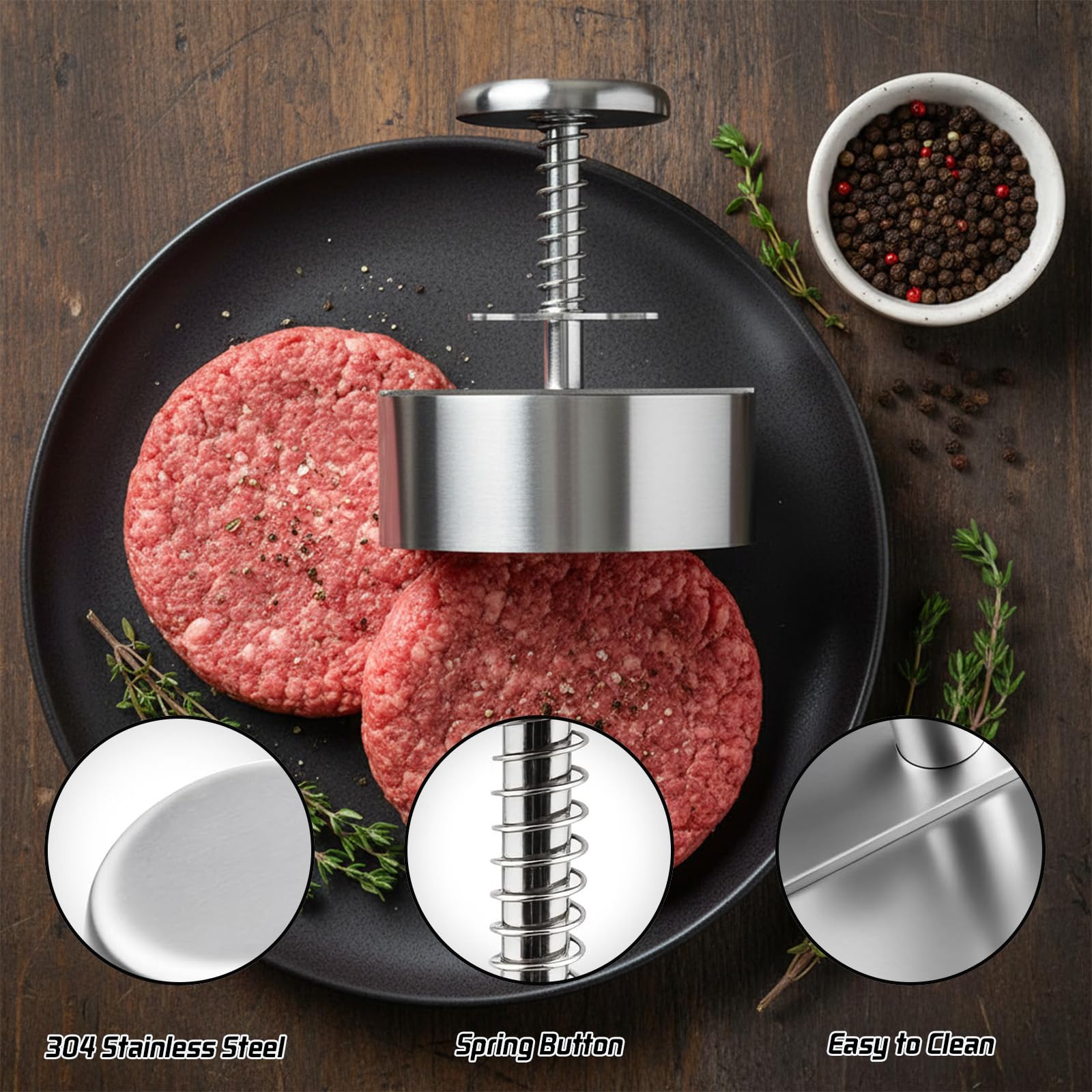 Generic Hamburger Press is dishwasher safe for quick cleanup after grilling.