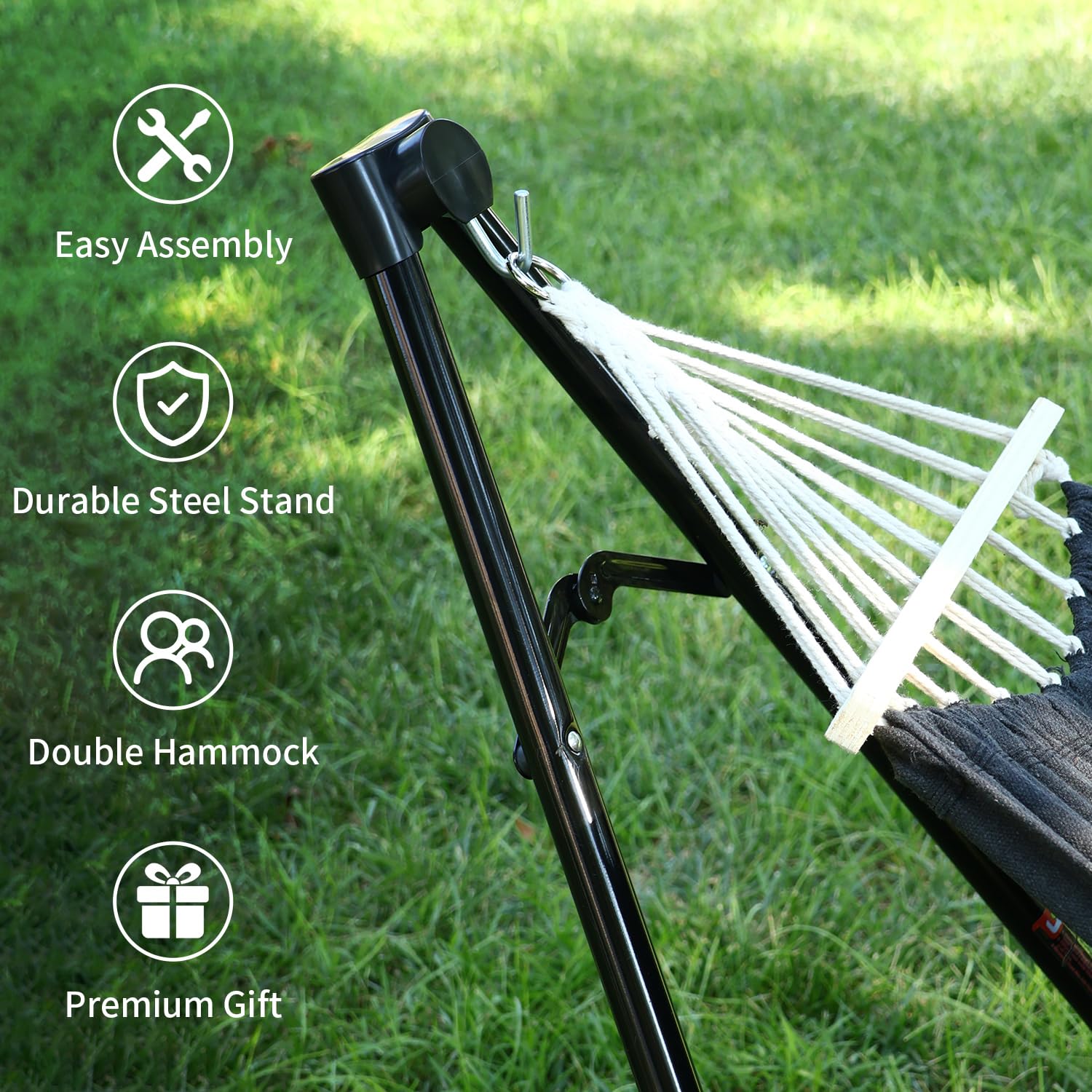 Generic hammock stand with carry bag for easy transport.
