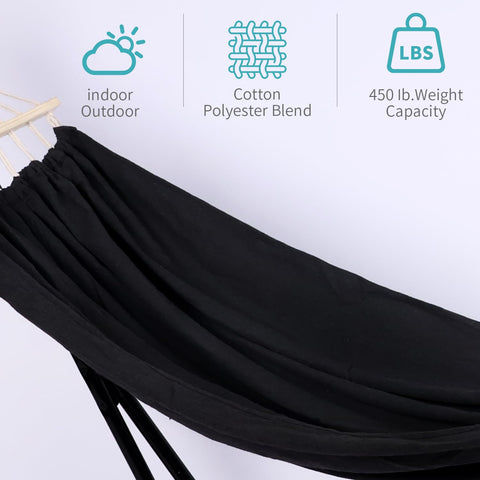 Generic hammock stand with stable steel frame on any surface.