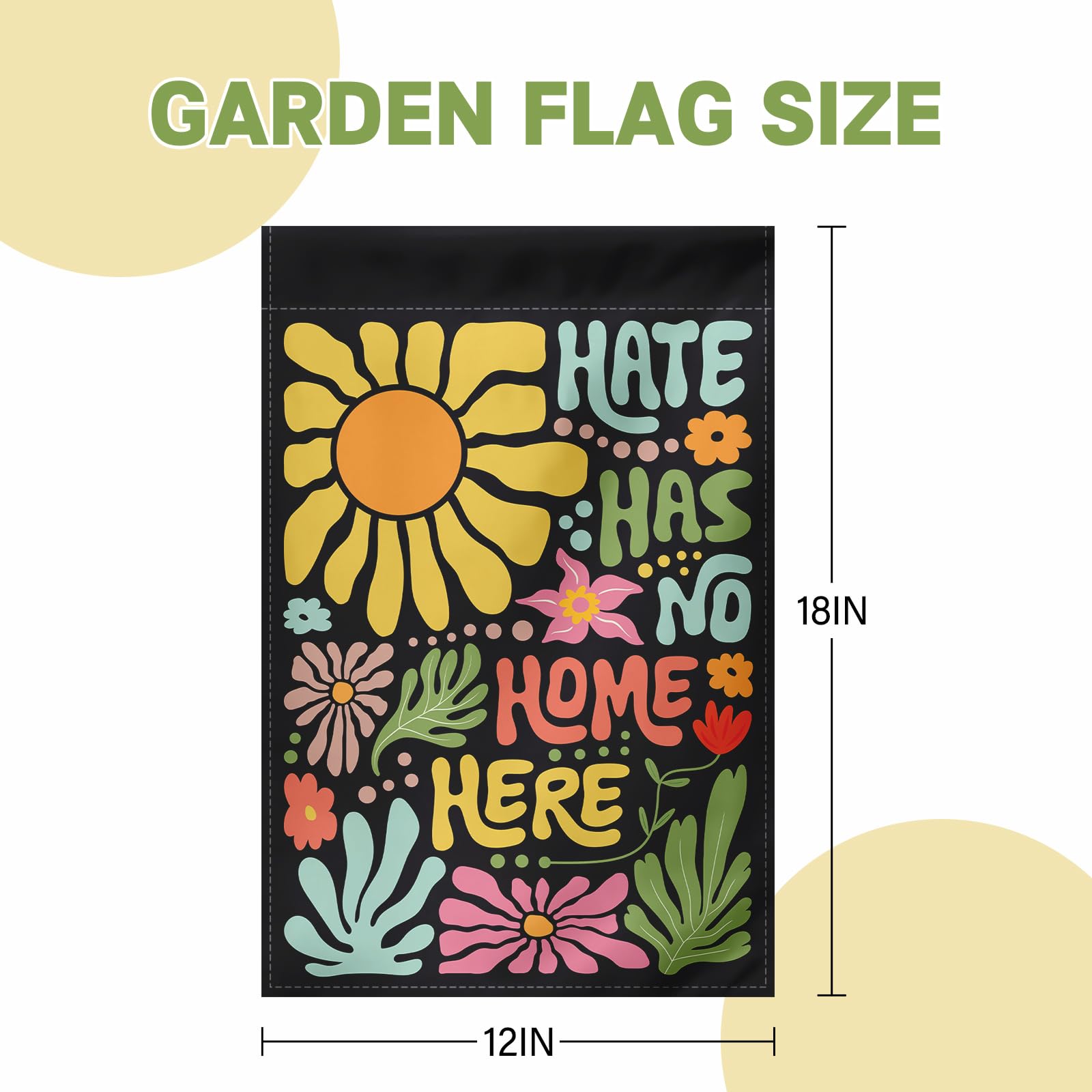Generic Hate Has No Home Here flag made of weather-resistant polyester keeps colors vivid in sun and rain