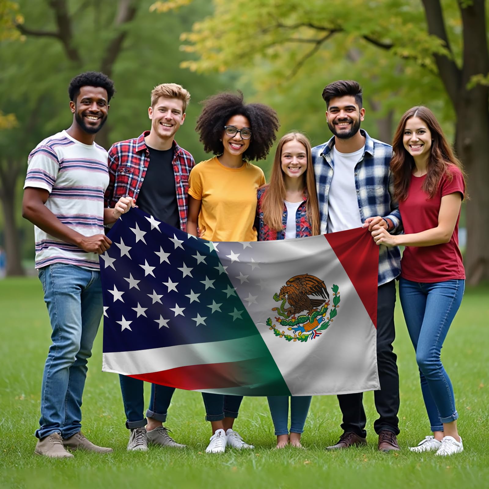 Generic indoor outdoor banner flag usa-mexico suitable for events and holidays.