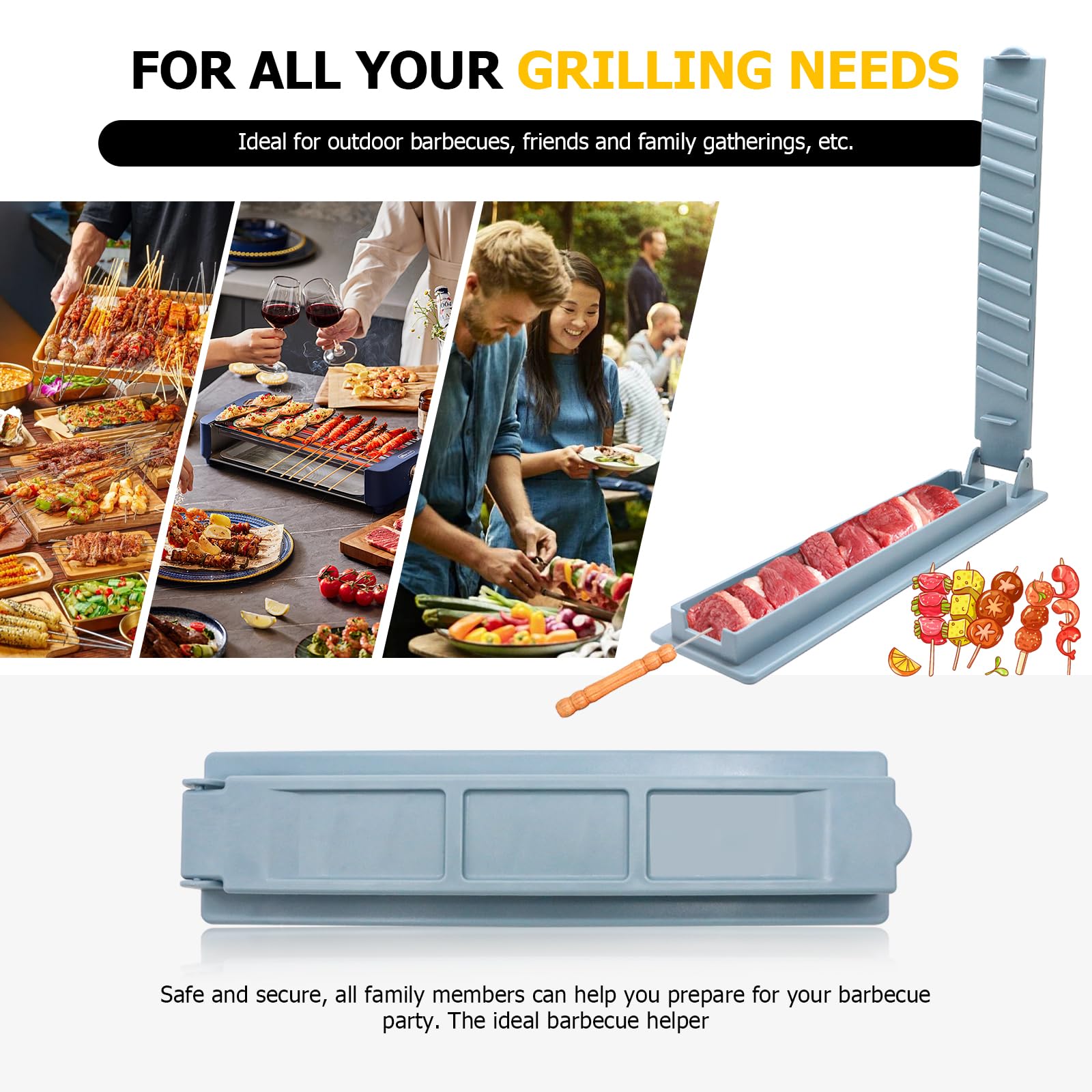 Generic kebab maker press ground meat skewers for uniform results.
