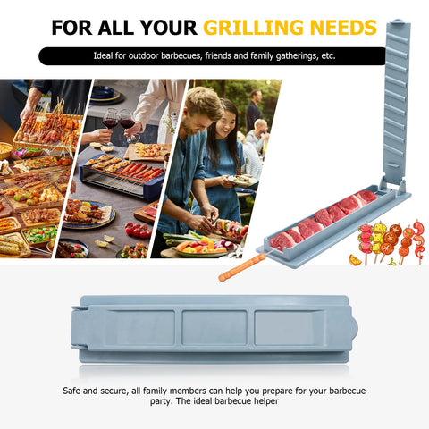 Generic kebab maker press ground meat skewers for uniform results.