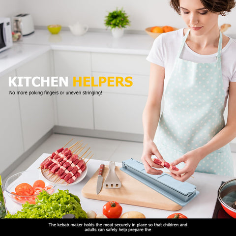 Generic kebab maker press in use demonstrates even portions during pressing.