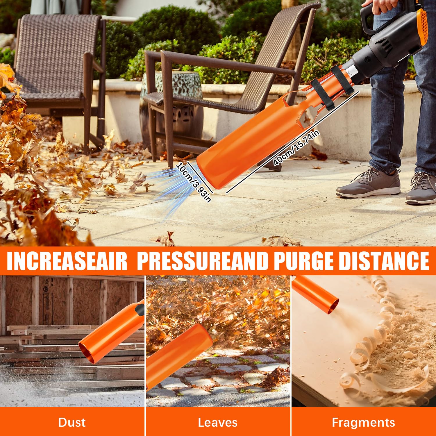 Generic Leaf Blower Air Booster side view highlights ergonomic grip for comfortable use.