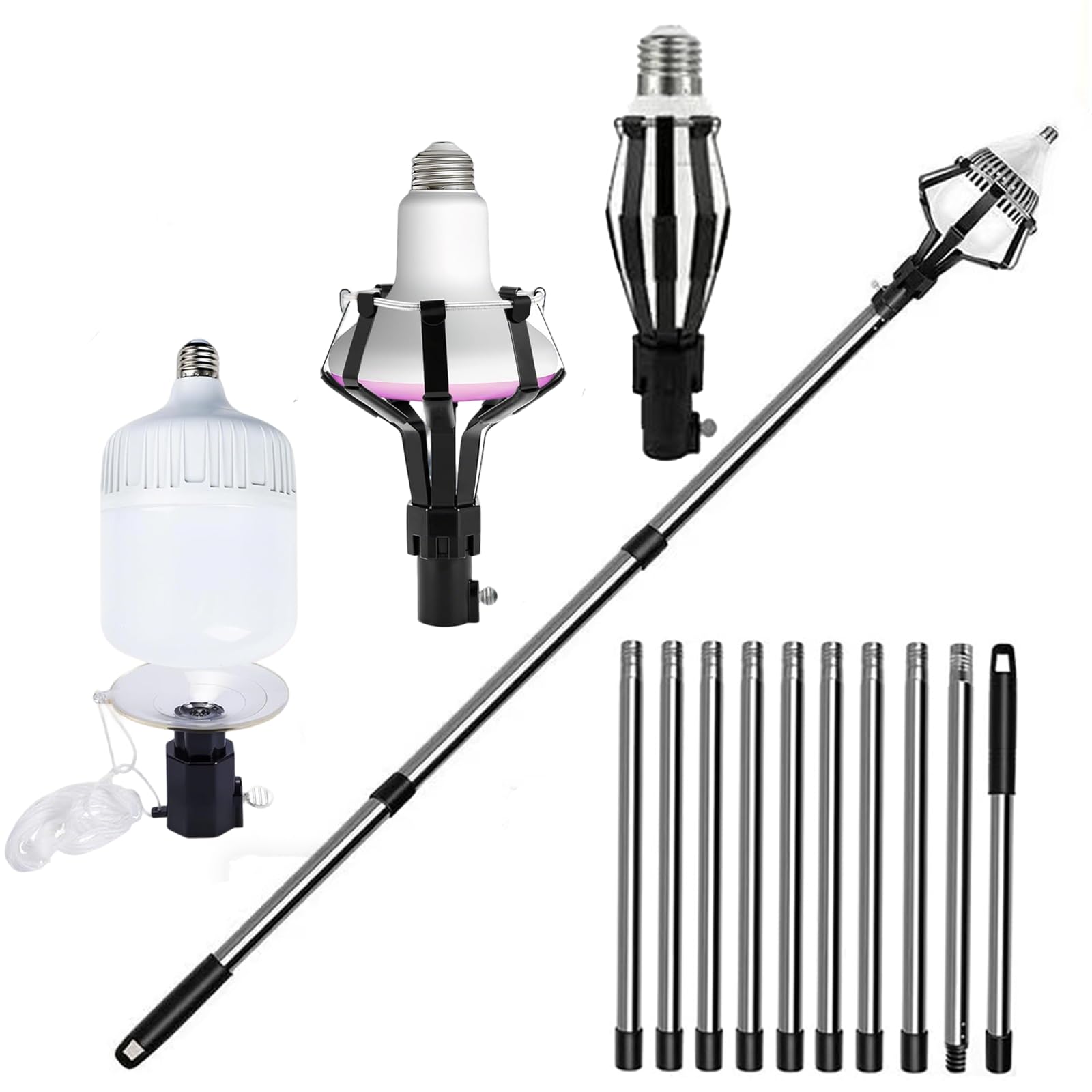 Generic light bulb changer with 13ft extension pole for high ceilings.