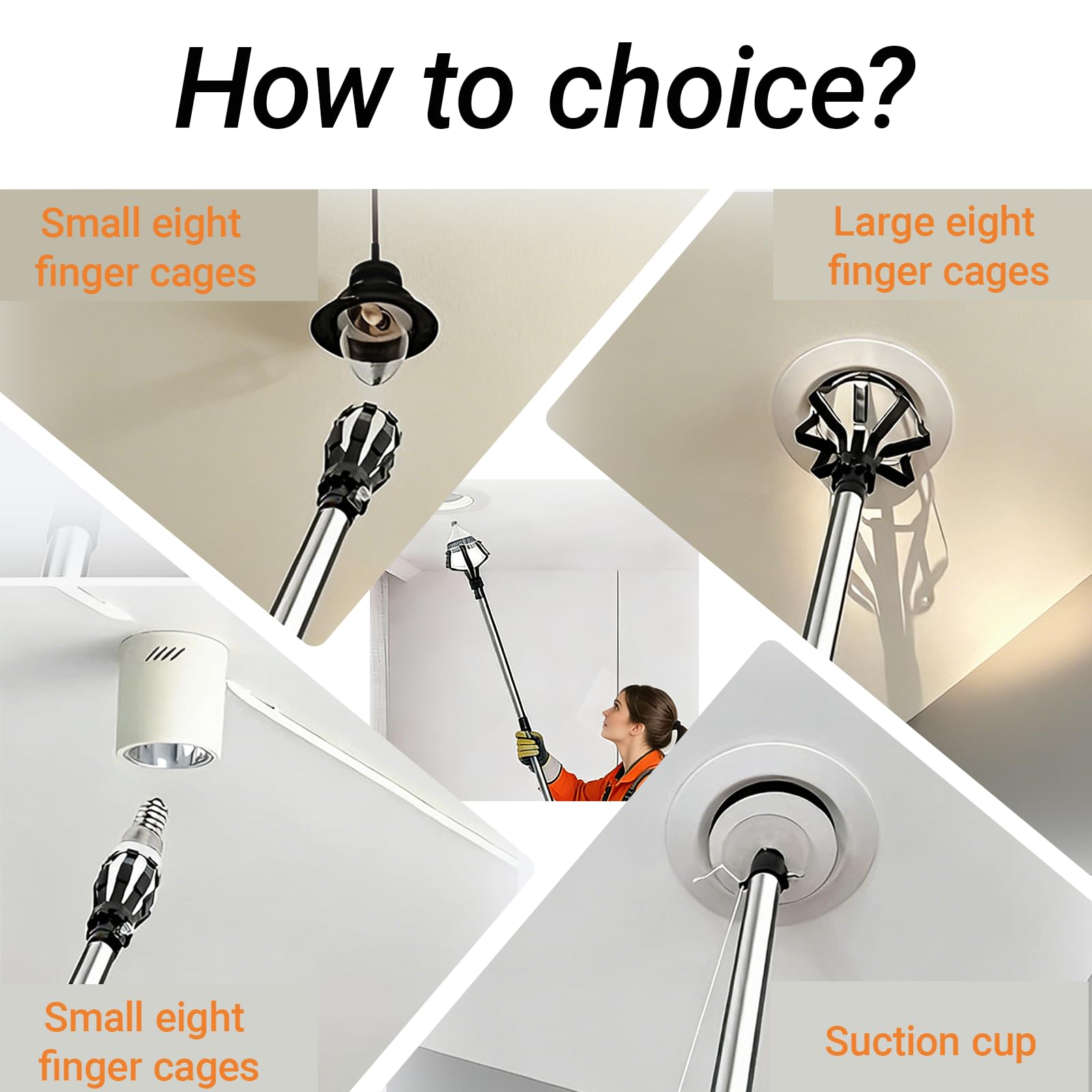 Generic light bulb changer with suction cup grip for secure bulb removal.