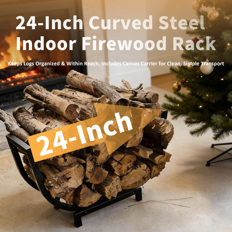 Generic log carrier tote demonstrates clean, mess-free transport of logs indoors.