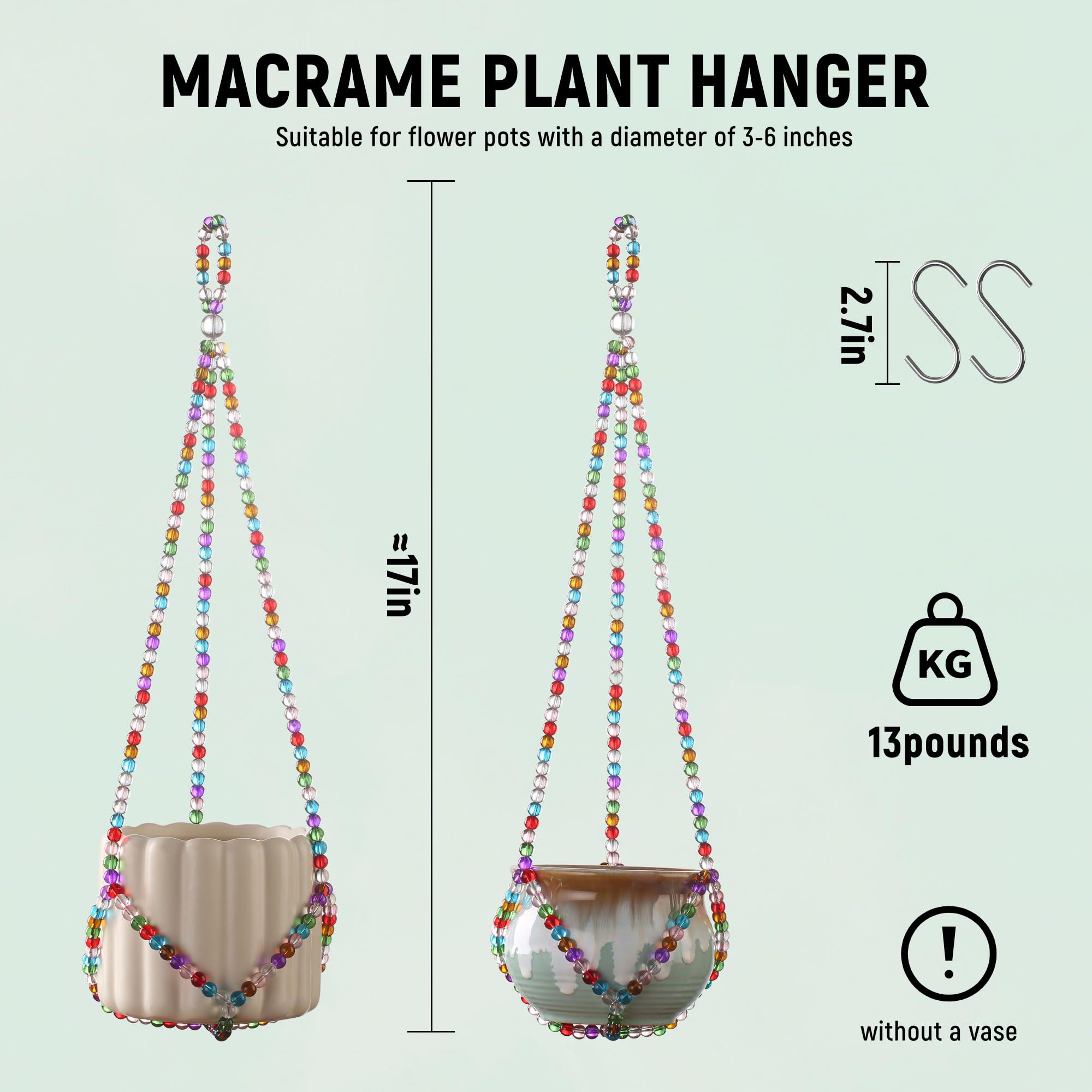 Generic macrame plant hanger suitable for both indoor and outdoor use.