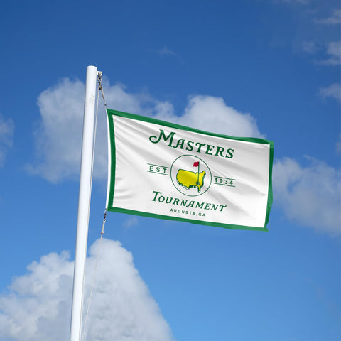 Generic Masters Flag Golf banner showing reinforced stitching for durability