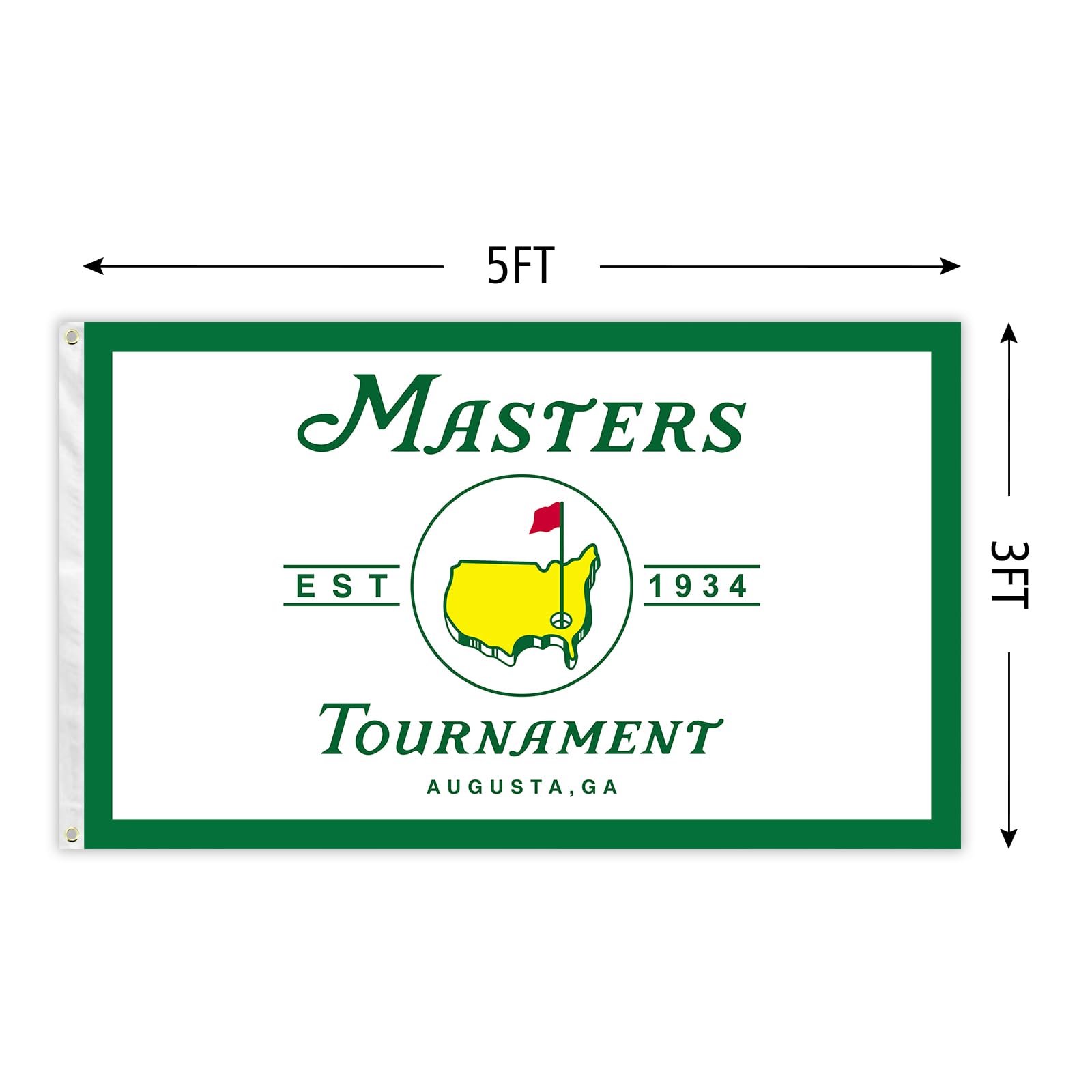 Generic Masters Flag Golf 3x5ft banner outdoors with durable hanging