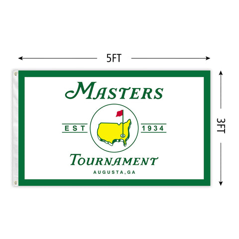 Generic Masters Flag Golf 3x5ft banner outdoors with durable hanging