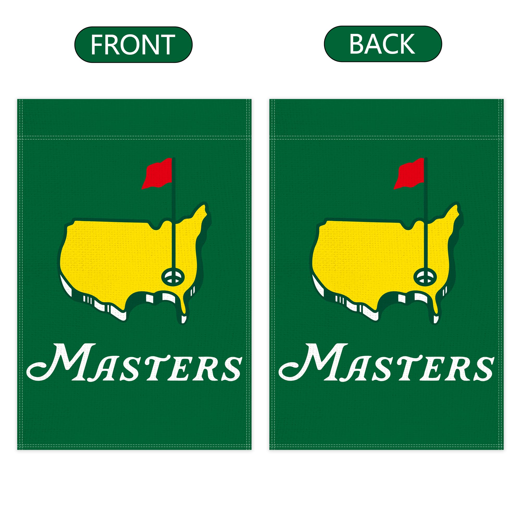 Generic Masters Green Golf Garden Flag burlap texture closeup highlights rustic outdoor charm