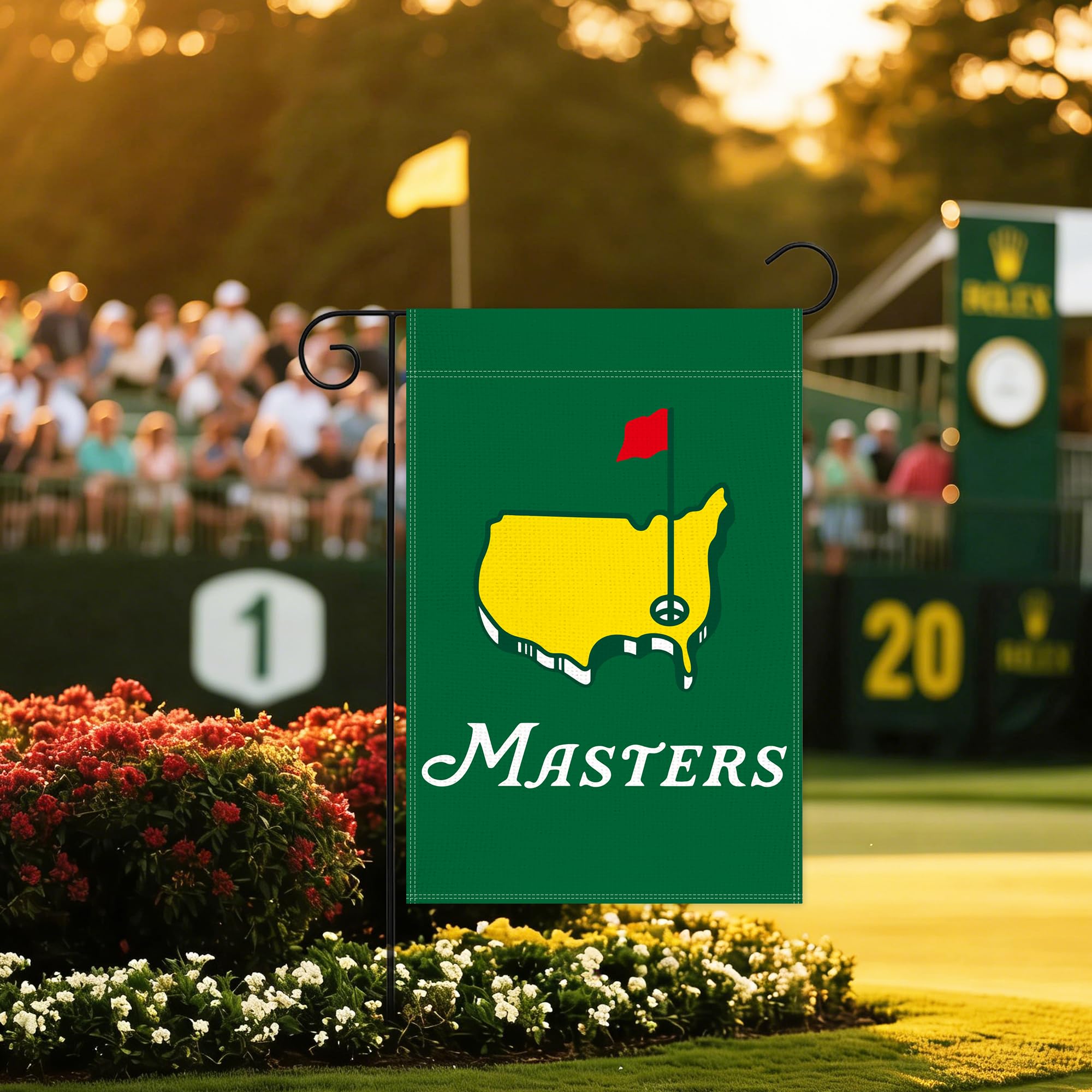 Generic Masters Green Golf Garden Flag ready to display on deck or lawn